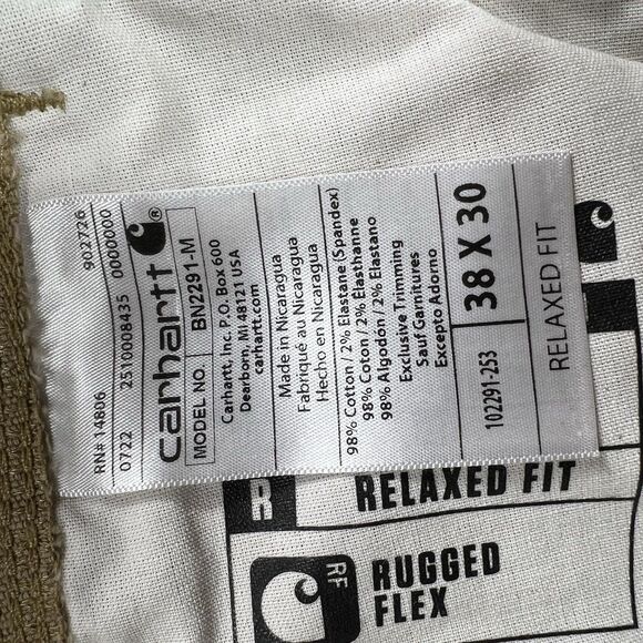 Carhartt Rugged Flex Canvas Pants Men’s 38x30 (Actual 37x29) Relaxed Workwear - Picture 10 of 14